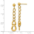 14K Polished Fancy Curb Link Post Dangle Earrings