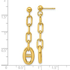 14K Polished Anchor Link Post Dangle Earrings