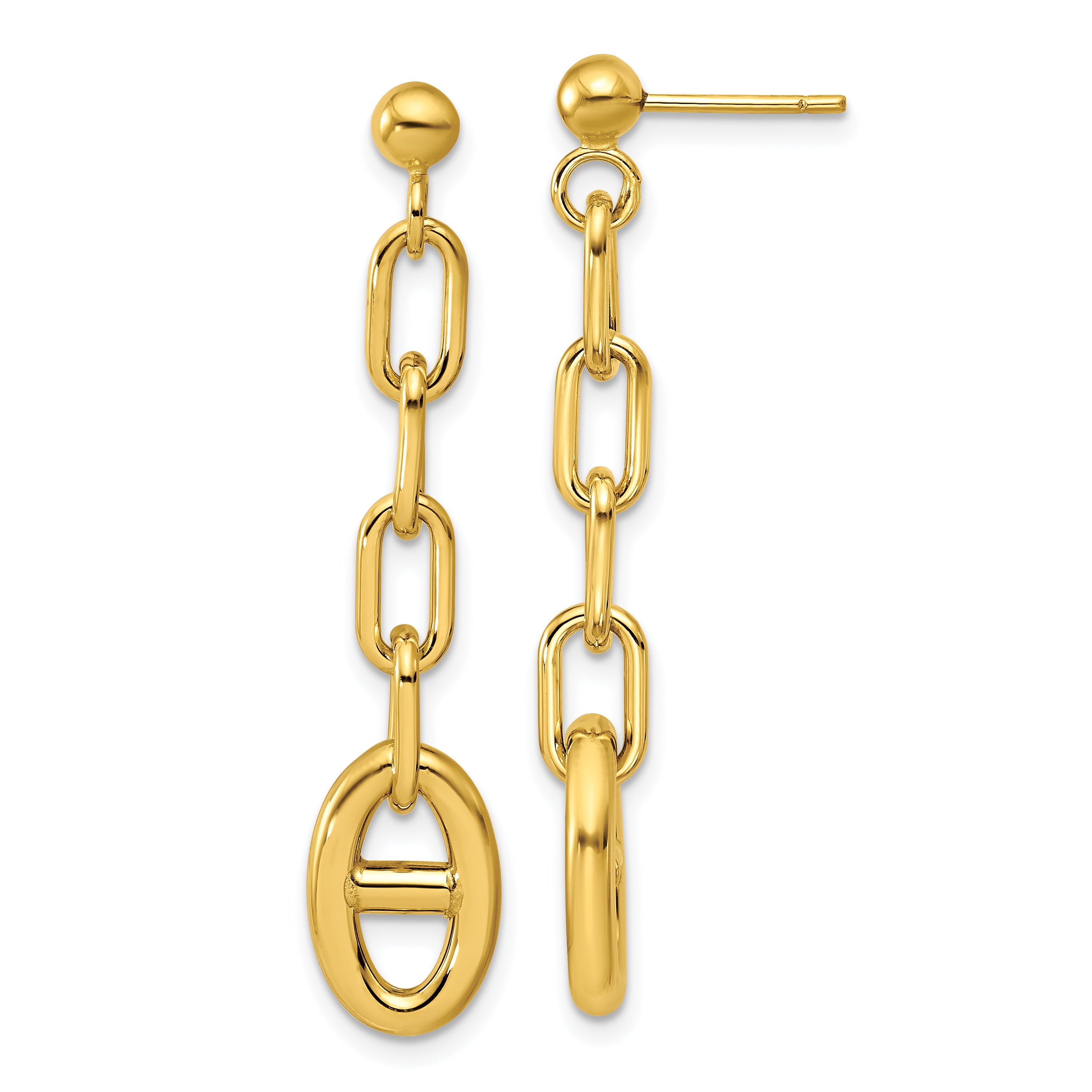 14K Polished Anchor Link Post Dangle Earrings Main image