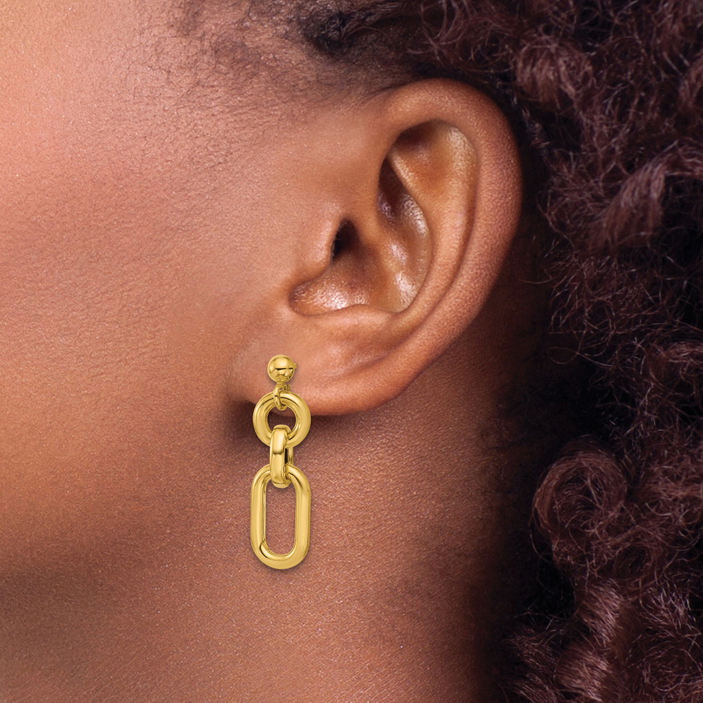 14K Polished Fancy Mixed Links Post Dangle Earrings