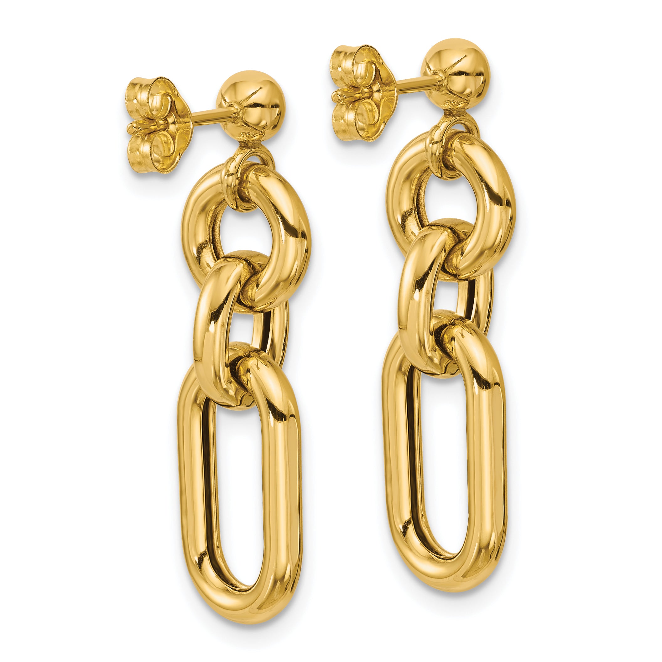 14K Polished Fancy Mixed Links Post Dangle Earrings