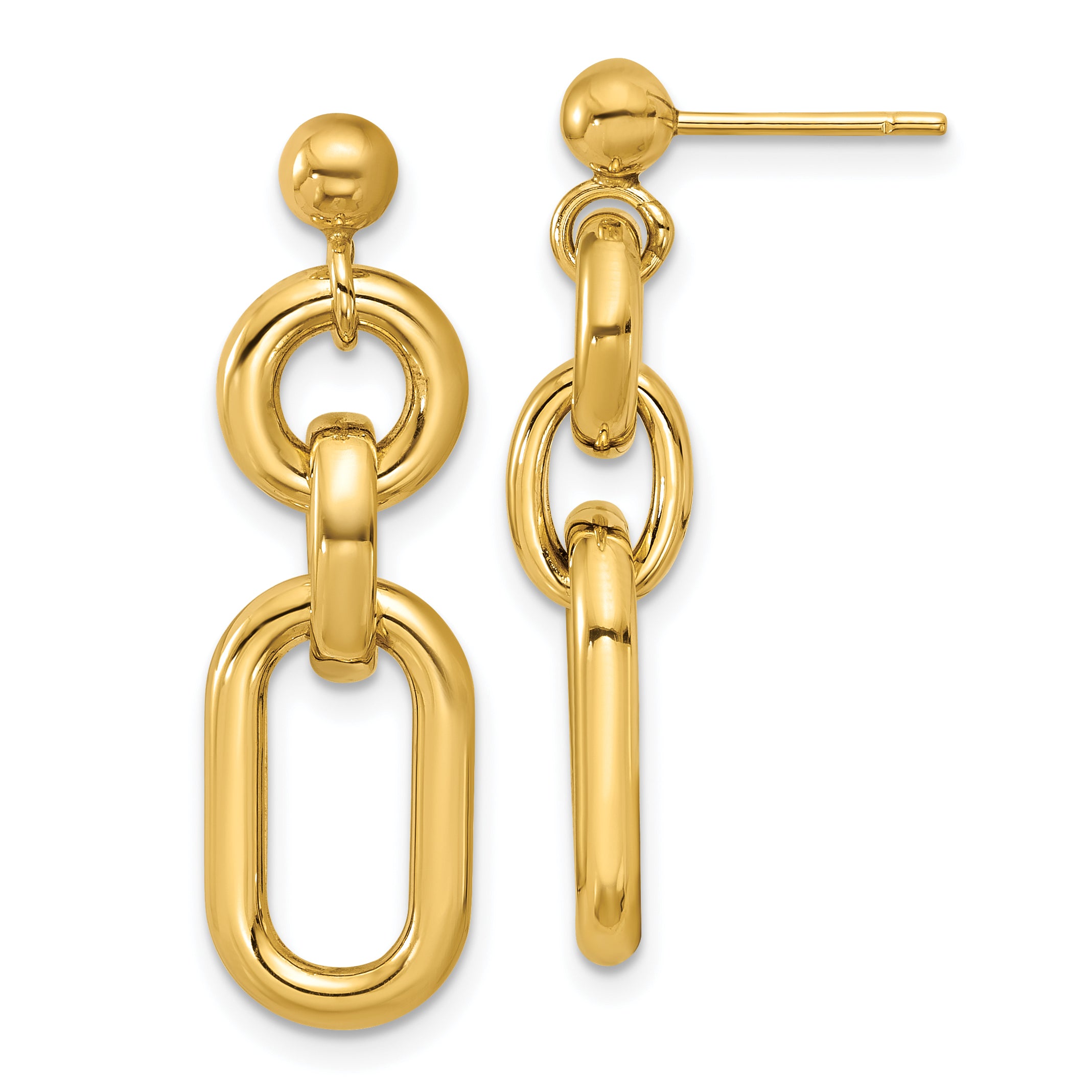 14K Polished Fancy Mixed Links Post Dangle Earrings Main image