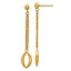 14K Polished and Brushed Navette Link Post Dangle Earrings