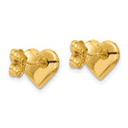 14K Polished Heart Post Earrings