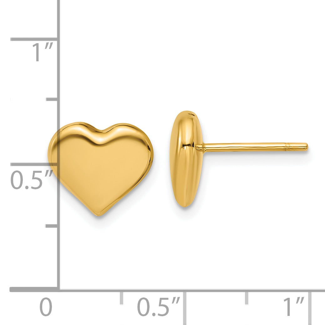 14K Polished Heart Post Earrings