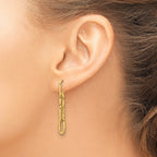 14K Polished Wavy Elongated Oval Link Post Dangle Earrings