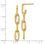 14K Polished Wavy Elongated Oval Link Post Dangle Earrings