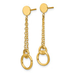 14K Polished 2-Strand Double Circle Post Dangle Earrings