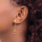 14K Polished 2-Strand Double Circle Post Dangle Earrings