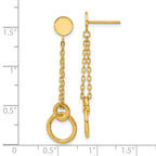 14K Polished 2-Strand Double Circle Post Dangle Earrings