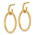 14K Polished Fancy Oval Link Post Dangle Earrings