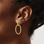 14K Polished Fancy Oval Link Post Dangle Earrings