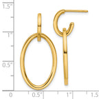 14K Polished Fancy Oval Link Post Dangle Earrings