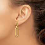 14K Polished Fancy Elongated Oval Link Post Dangle Earrings