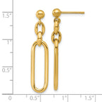 14K Polished Fancy Elongated Oval Link Post Dangle Earrings