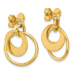 14K Polished Fancy Double Circle Post Dangle Earrings