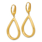 14K Polished Open Teardrop Leverback Dangle Earrings