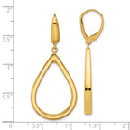14K Polished Open Teardrop Leverback Dangle Earrings