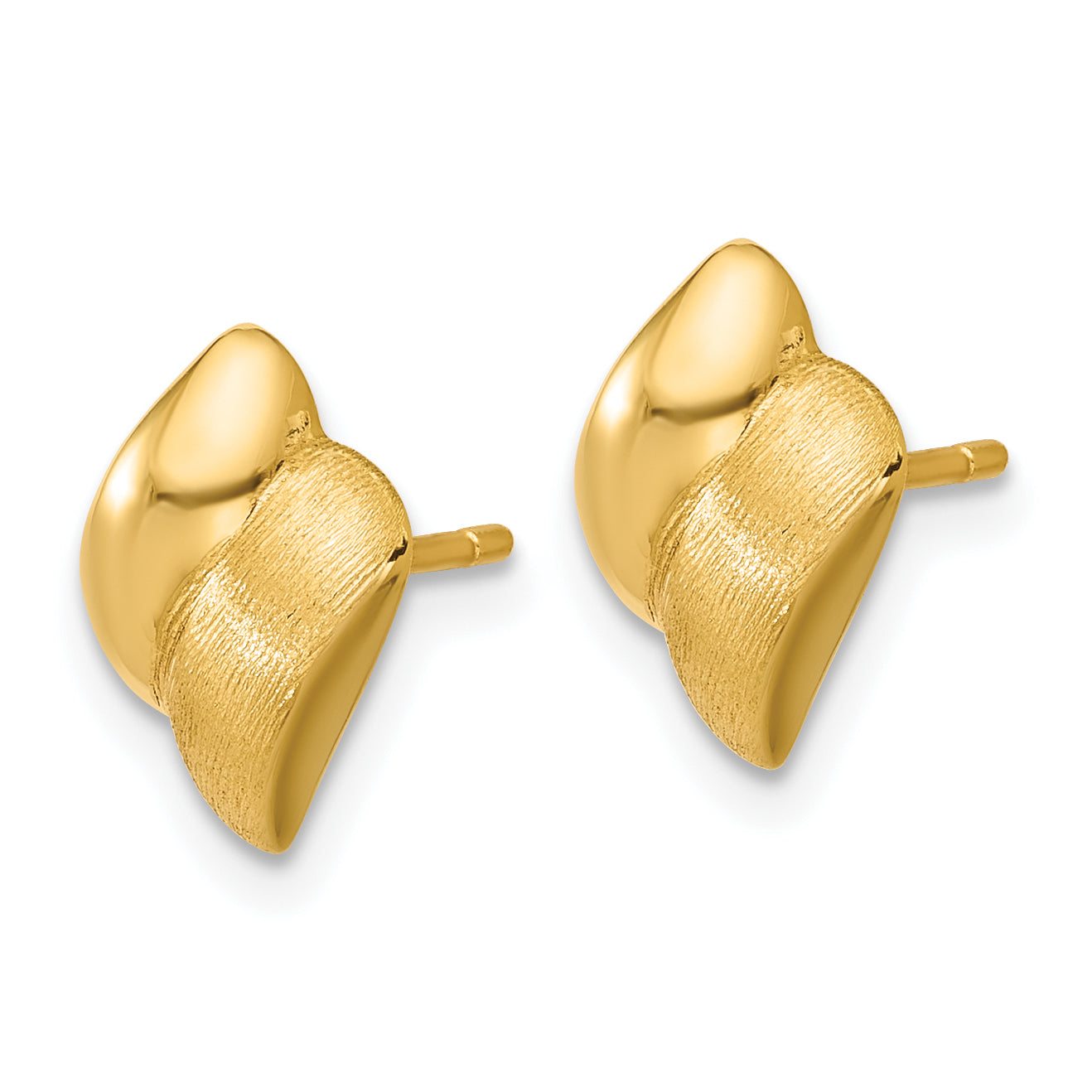 14K Polished and Brushed Fancy Post Earrings Secondary image