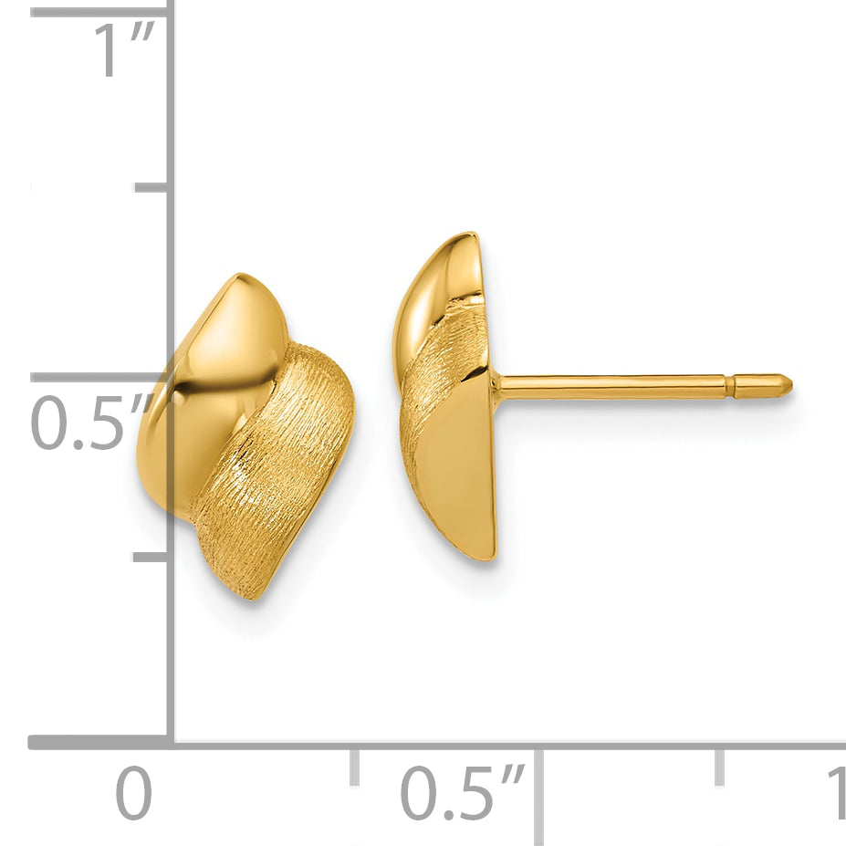 14K Polished and Brushed Fancy Post Earrings