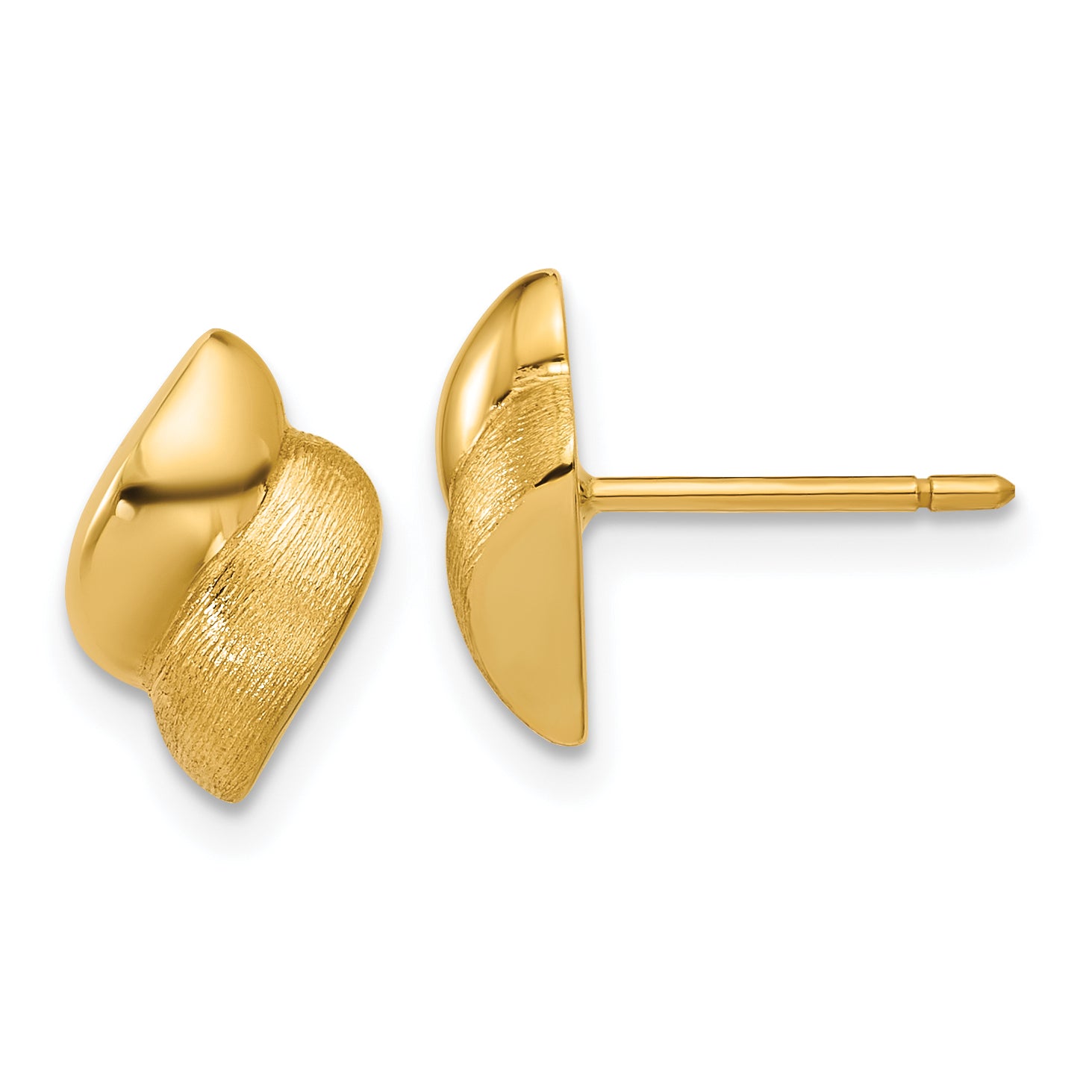 14K Polished and Brushed Fancy Post Earrings Main image