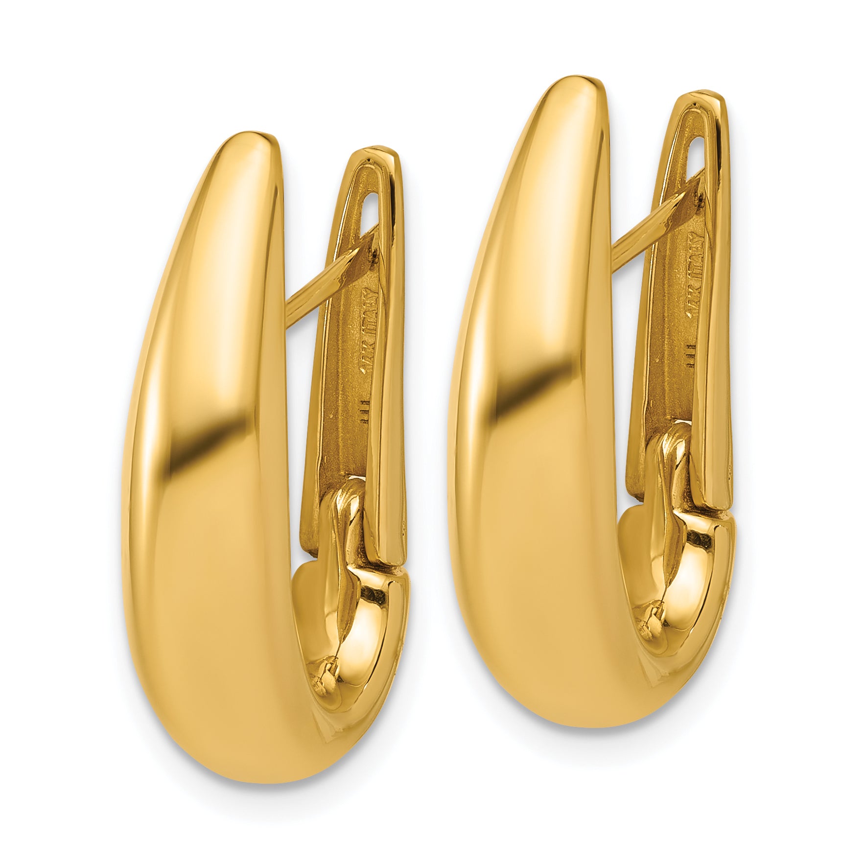 14K Polished Fancy Tapered Teardrop Hinged Hoop Earrings Secondary image