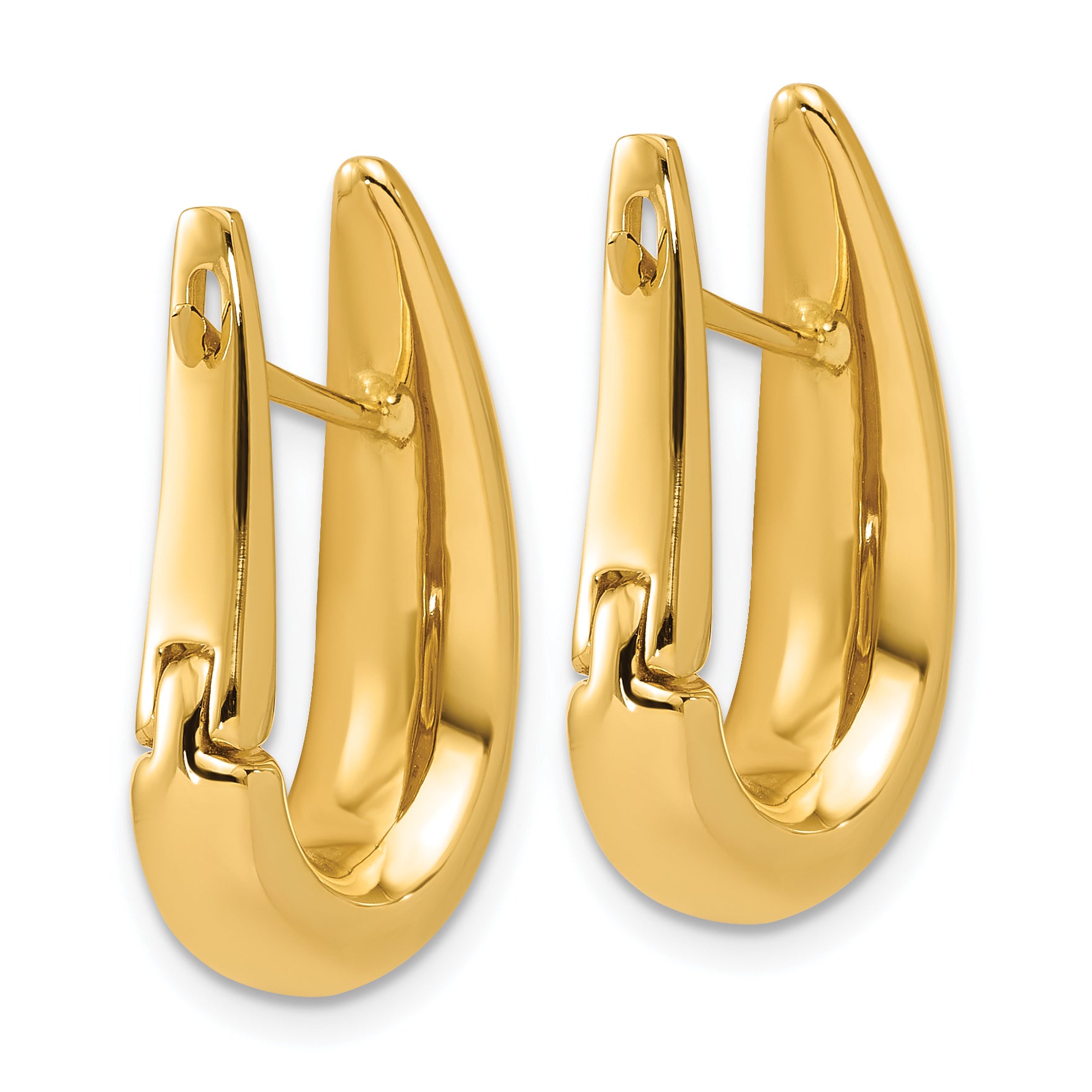 14K Polished Fancy Tapered Teardrop Hinged Hoop Earrings