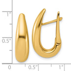 14K Polished Fancy Tapered Teardrop Hinged Hoop Earrings