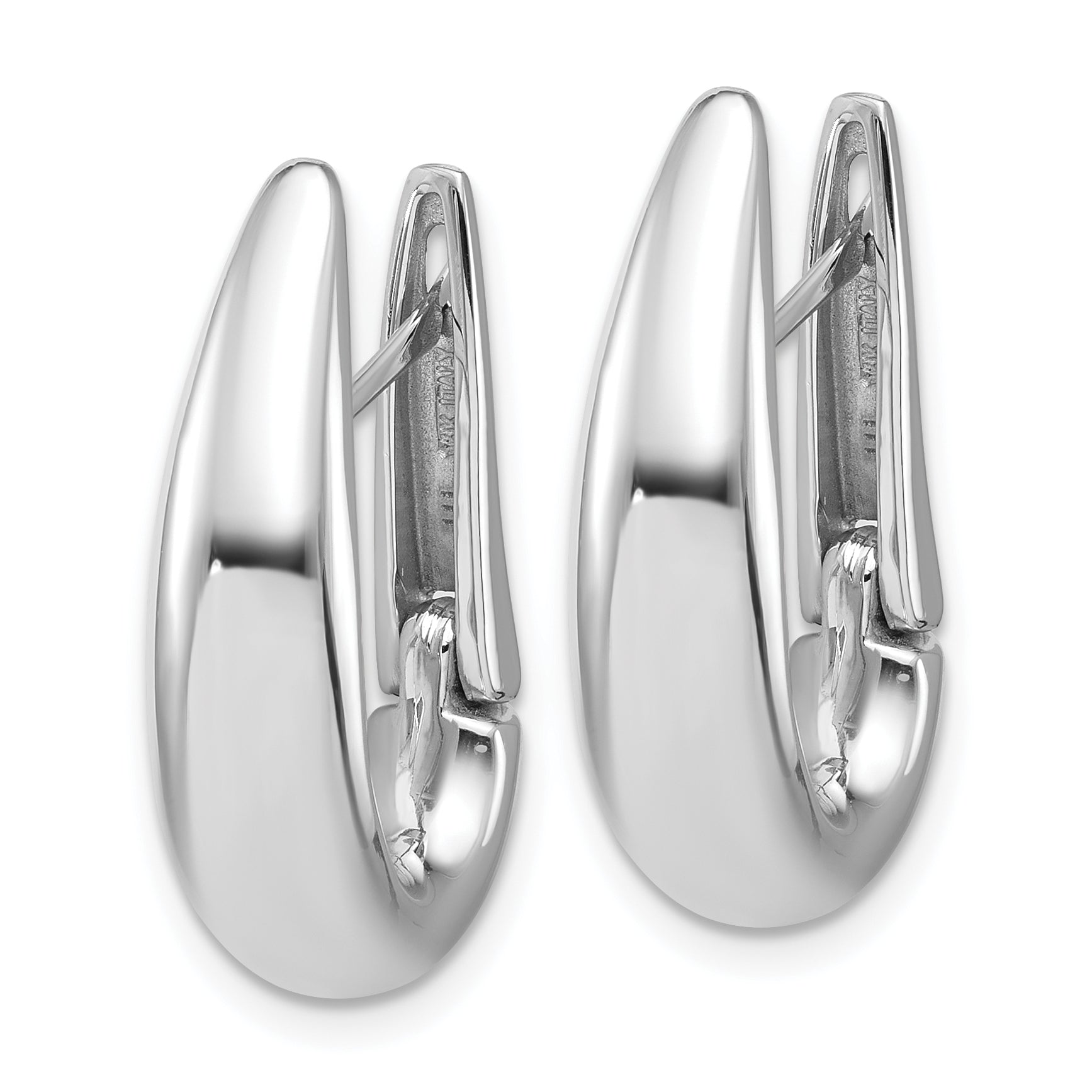 14K White Gold Polished Teardrop Hinged Hoop Earrings Secondary image