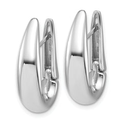 14K White Gold Polished Teardrop Hinged Hoop Earrings