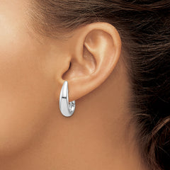 14K White Gold Polished Teardrop Hinged Hoop Earrings