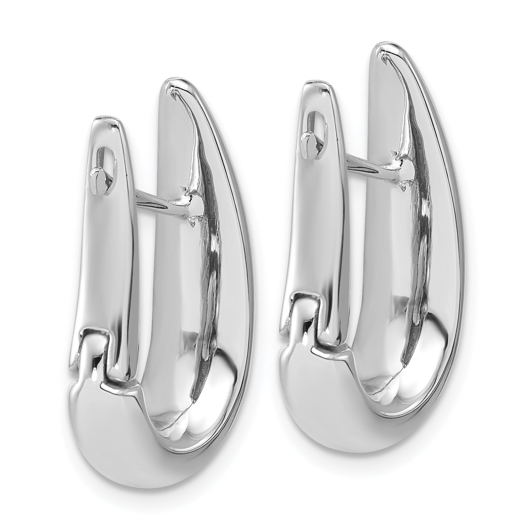 14K White Gold Polished Teardrop Hinged Hoop Earrings