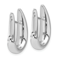 14K White Gold Polished Teardrop Hinged Hoop Earrings