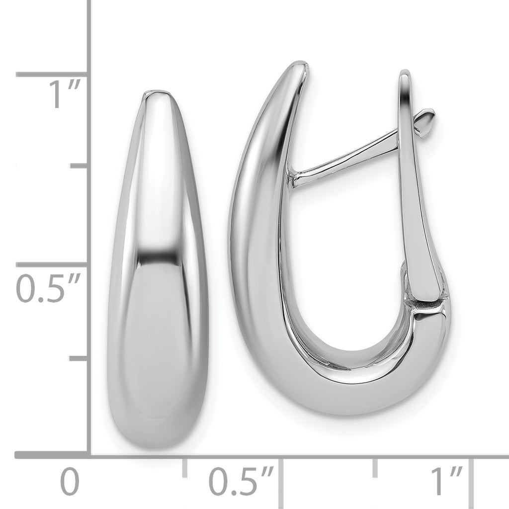 14K White Gold Polished Teardrop Hinged Hoop Earrings