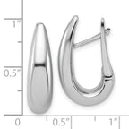 14K White Gold Polished Teardrop Hinged Hoop Earrings