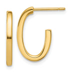14K Polished 2.0mm Flat Oval Post J-Hoop Earrings
