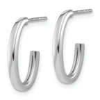 14KWhite Gold Polish 2.0mm Flat Oval Post J-Hoop Earrings