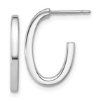 14KWhite Gold Polish 2.0mm Flat Oval Post J-Hoop Earrings