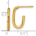 14K Polished 2.0mm Oval Post J-Hoop Earrings