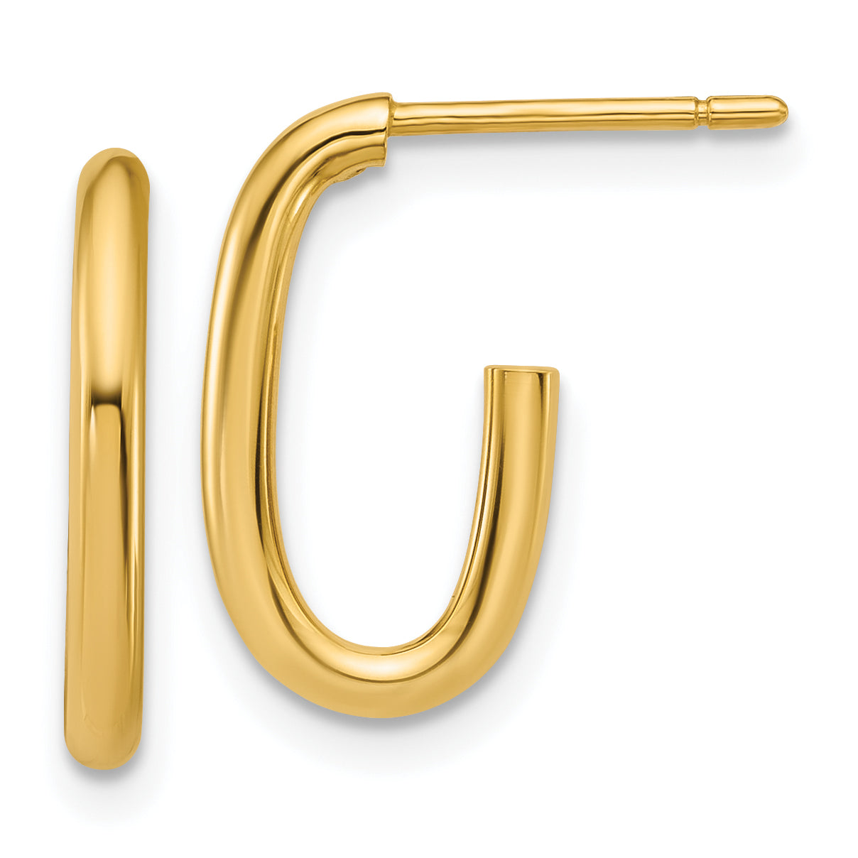14K Polished 2.0mm Oval Post J-Hoop Earrings Main image