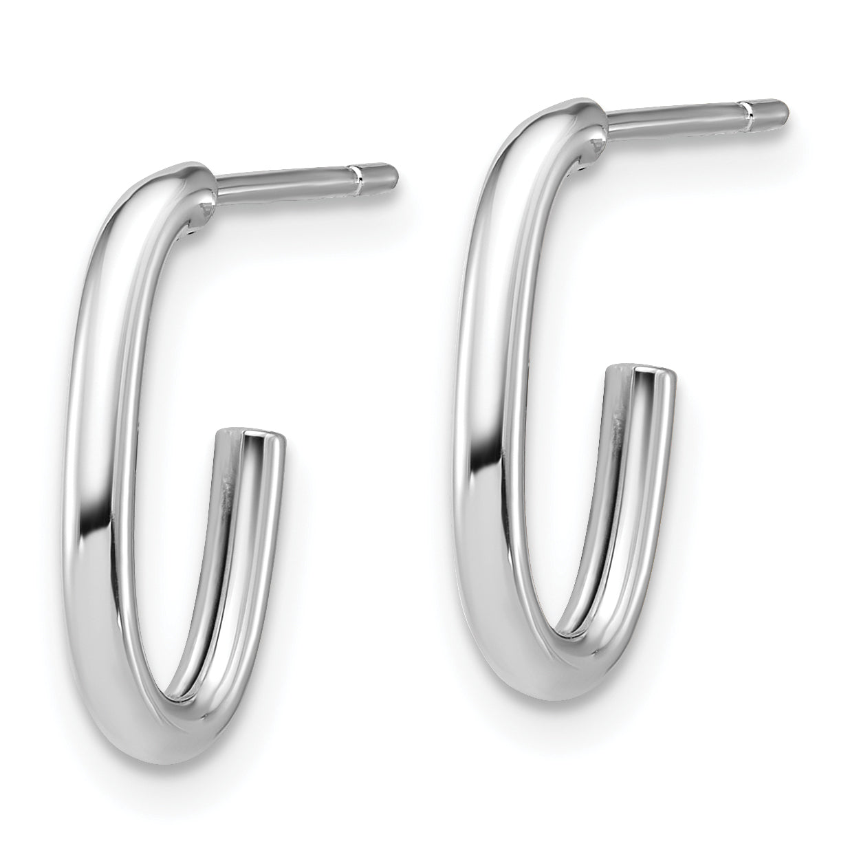 14K White Gold Polished 2.0mm Oval Post J-Hoop Earrings Secondary image