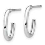 14K White Gold Polished 2.0mm Oval Post J-Hoop Earrings