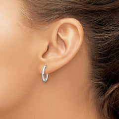 14K White Gold Polished 2.0mm Oval Post J-Hoop Earrings