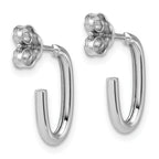 14K White Gold Polished 2.0mm Oval Post J-Hoop Earrings