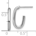 14K White Gold Polished 2.0mm Oval Post J-Hoop Earrings