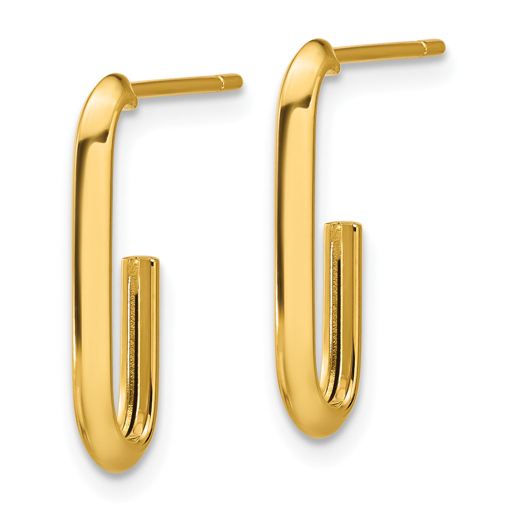 14K Polished Knife Edge Oval Post J-Hoop Earrings