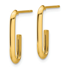 14K Polished Knife Edge Oval Post J-Hoop Earrings