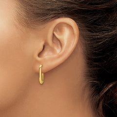 14K Polished Knife Edge Oval Post J-Hoop Earrings