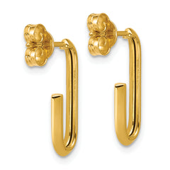 14K Polished Knife Edge Oval Post J-Hoop Earrings