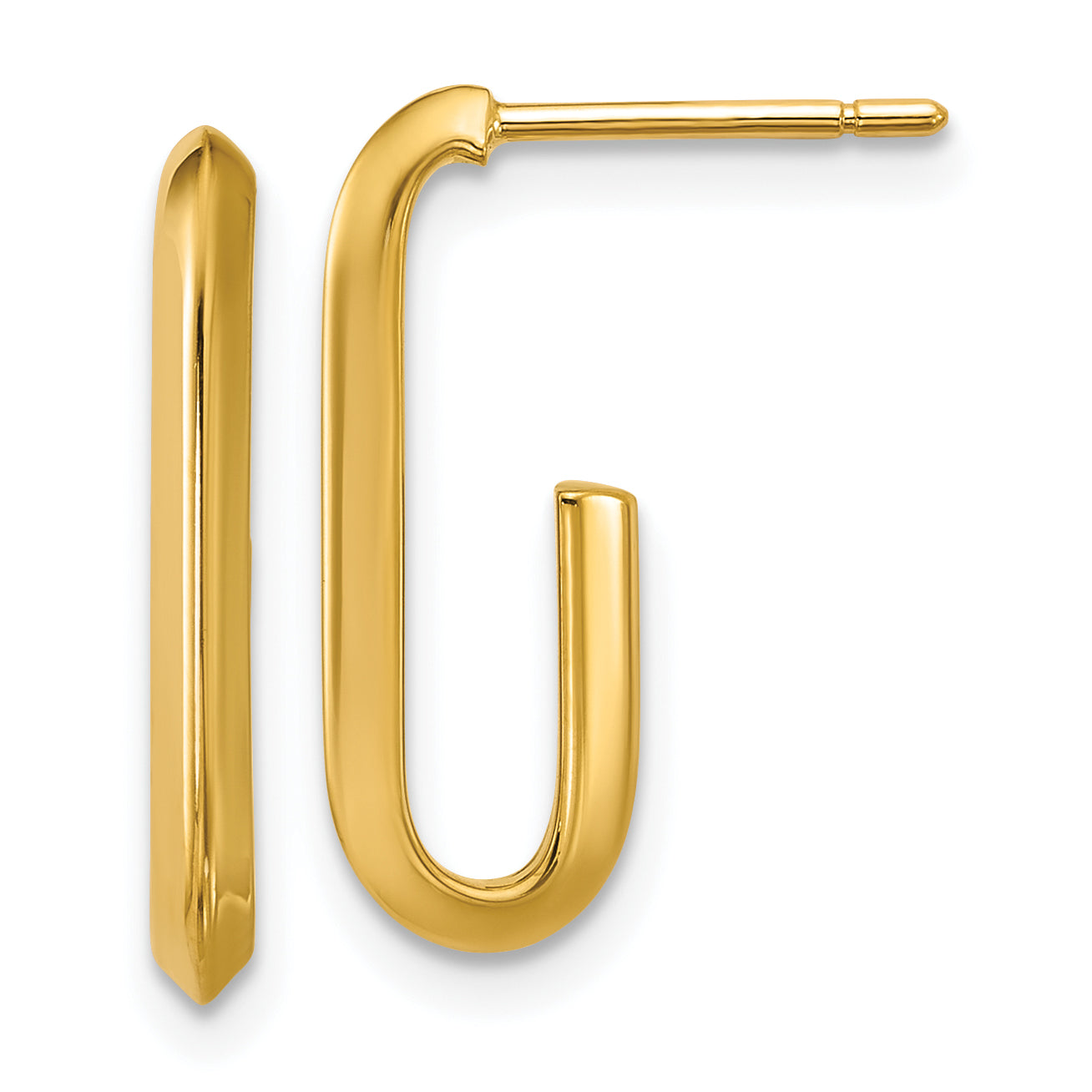 14K Polished Knife Edge Oval Post J-Hoop Earrings Main image